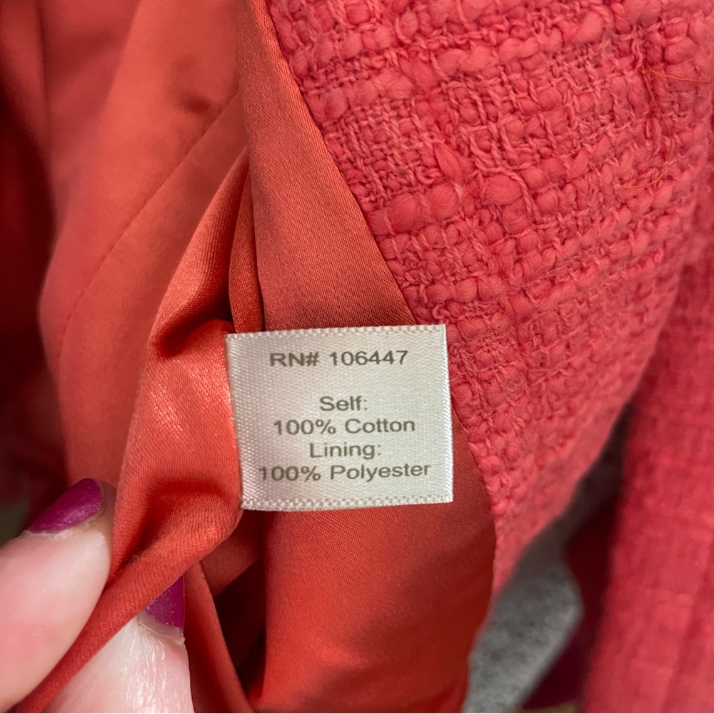 Boston Proper Tweed Coral Embellished Blazer Jacket NWOT - Picture 3 of 9
